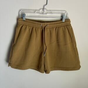 Cozi Camel Brown Cozy Cotton Blend Pockets Pull-On Sweatpant Shorts Size Medium